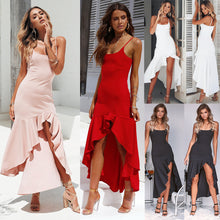 Load image into Gallery viewer, Hirigin New Women Summer Sexy Elegant Sleeveless High Waist Ruffle Long Maxi Dress Evening Party Sundress White/Red/Black/Pink