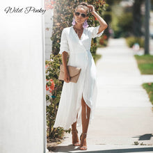 Load image into Gallery viewer, WildPinky Summer Ladies Long Dress Black White Beach Dress Maxi Dress Women Casual Party Dress Sundress Vestidos De Festa